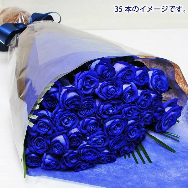 神秘的なブルーの薔薇
  
  青いバラ35本の花束